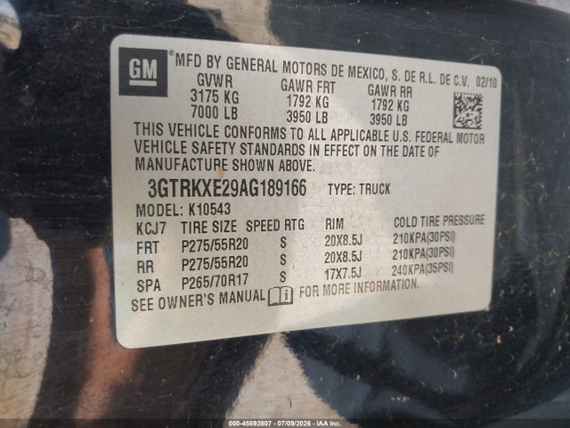 Продаж на аукціоні авто 2010 Gmc Sierra 1500 Denali, vin: 3GTRKXE29AG189166, номер лоту: 45592807