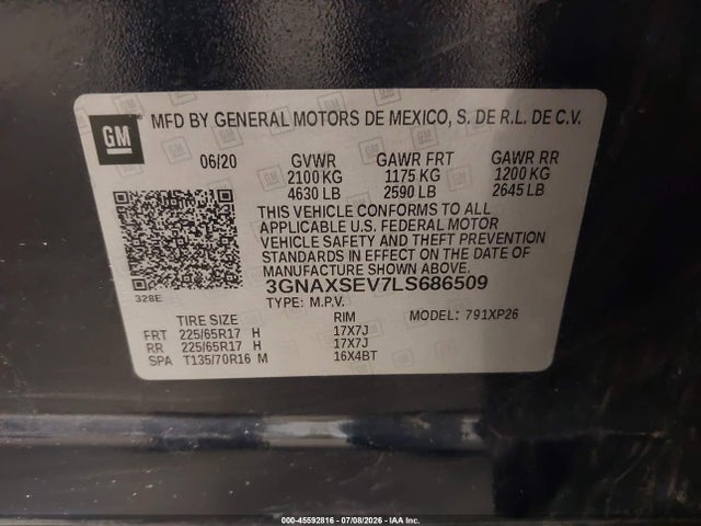 Chevrolet Equinox Awd Ls 2020 3GNAXSEV7LS686509 Image 9