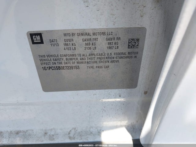 1G1PC5SB0E7239153 Chevrolet Cruze 1lt Auto