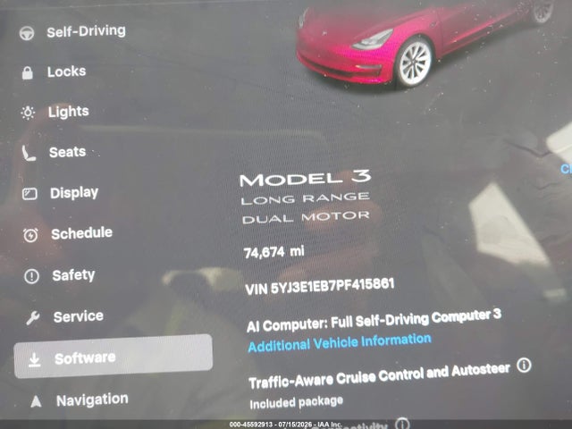 Продаж на аукціоні авто 2023 Tesla Model 3 Long Range Dual Motor All-wheel Drive, vin: 5YJ3E1EB7PF415861, номер лоту: 45592913
