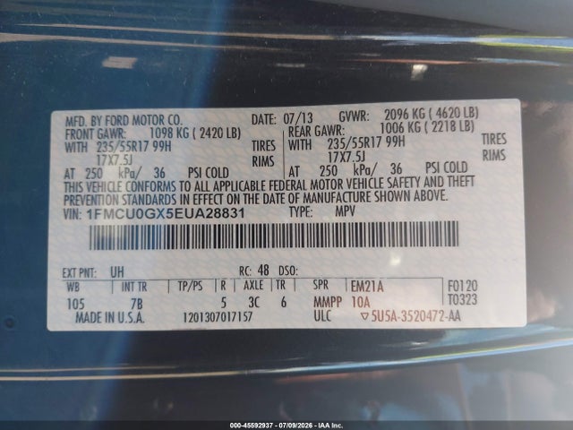 Ford ESCAPE SE 2014 1FMCU0GX5EUA28831 Image 9