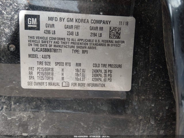 Продаж на аукціоні авто 2019 Buick Encore Fwd Preferred, vin: KL4CJASB8KB788171, номер лоту: 45592959