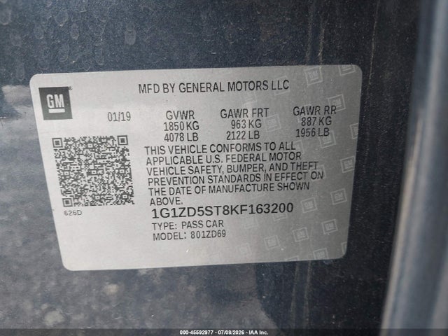 Chevrolet MALIBU LT 2019 1G1ZD5ST8KF163200 Image 9