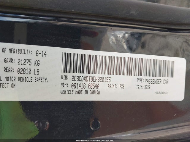 45593003 :رقم المزاد ، 2C3CDXDT8EH320155 vin ، 2014 Dodge Charger R/t مزاد بيع