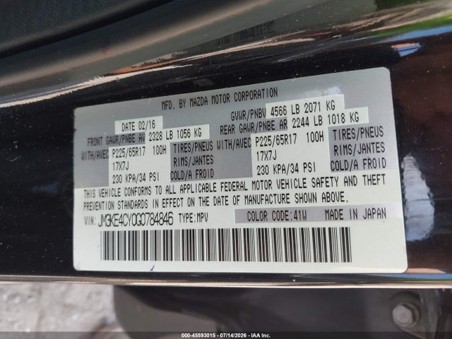 Aukcja sprzedaży 2016 Mazda Cx-5 Touring, vin: JM3KE4CY0G0784846, numer aukcji: 45593015