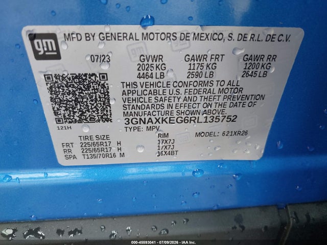 3GNAXKEG6RL135752 Chevrolet Equinox Fwd Lt