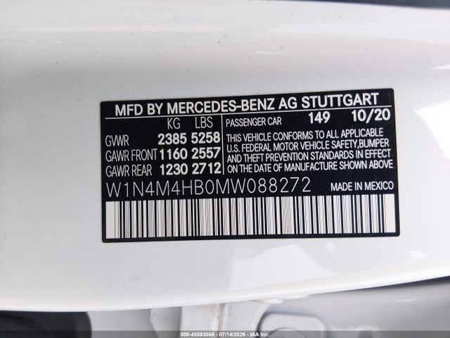 Продаж на аукціоні авто 2021 Mercedes-benz Glb 250 4matic, vin: W1N4M4HB0MW088272, номер лоту: 45593066