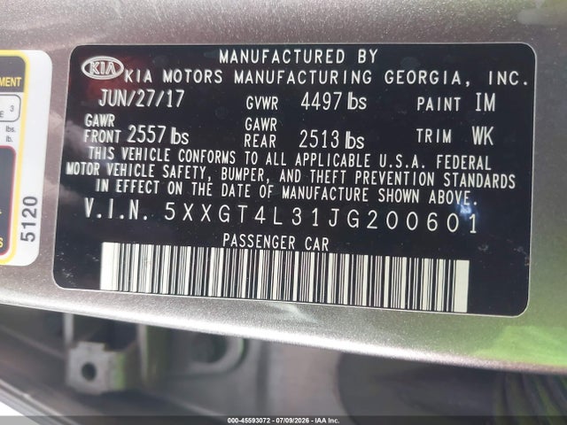 KIA Optima Lx 2018 5XXGT4L31JG200601 Image 9