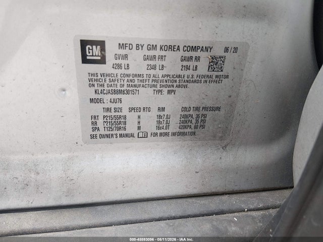 Продаж на аукціоні авто 2021 Buick Encore Fwd Preferred, vin: KL4CJASB8MB301571, номер лоту: 45593096