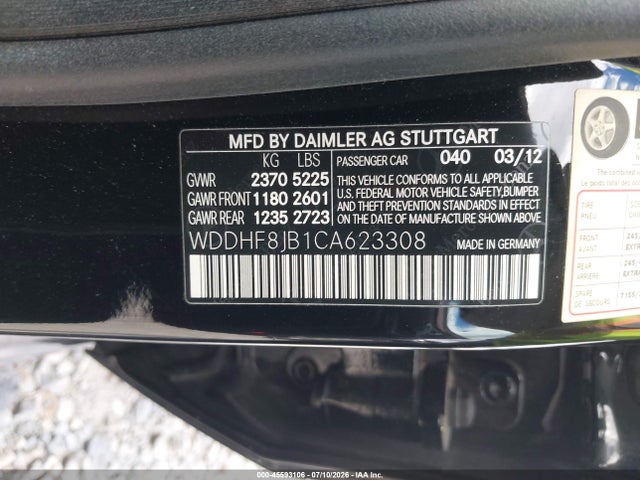 Продажа на аукционе авто 2012 Mercedes-benz E 350 4matic, vin: WDDHF8JB1CA623308, номер лота: 45593106