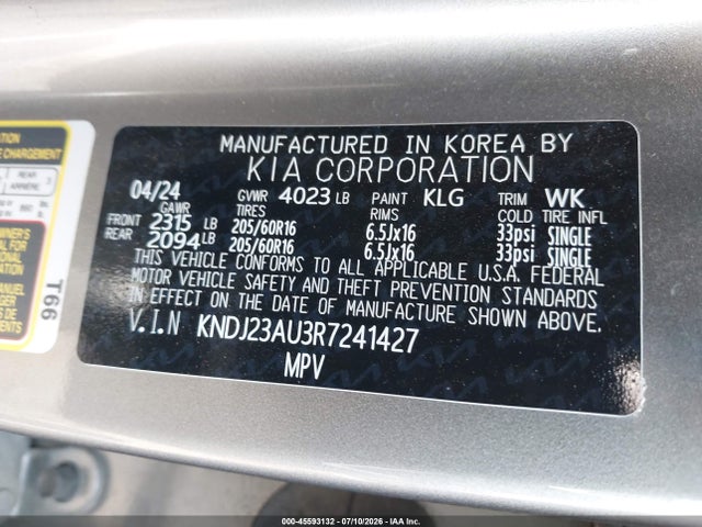 Продаж на аукціоні авто 2024 Kia Soul Lx, vin: KNDJ23AU3R7241427, номер лоту: 45593132