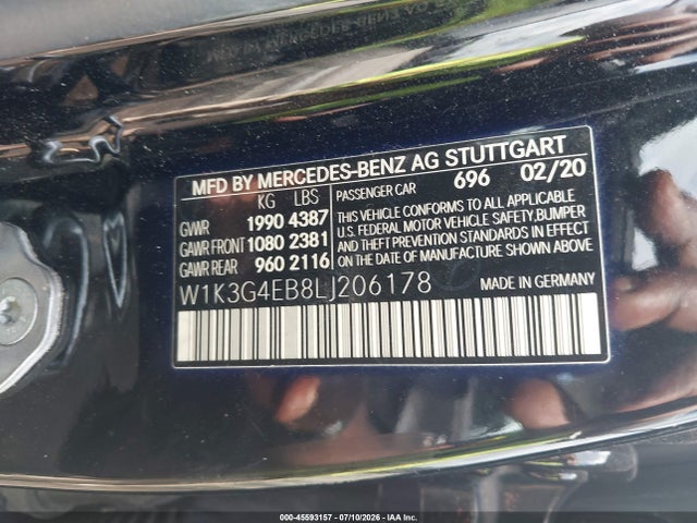 W1K3G4EB8LJ206178 Mercedes-Benz A 220