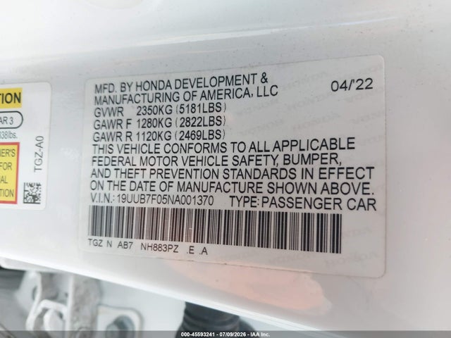 Acura Tlx Type S 2022 19UUB7F05NA001370 Image 9