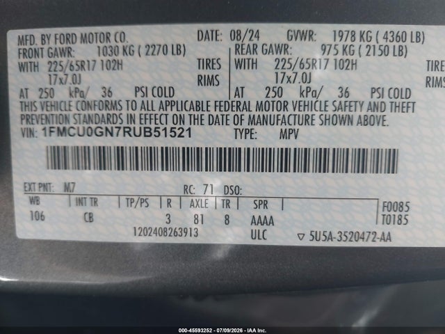 Ford Escape Active 2024 1FMCU0GN7RUB51521 Image 9