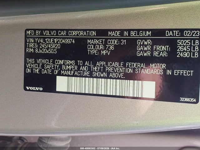 Auction sale of the 2023 Volvo Xc40 B5 Plus Bright Theme, vin: YV4L12UE1P2049974, lot number: 45593302