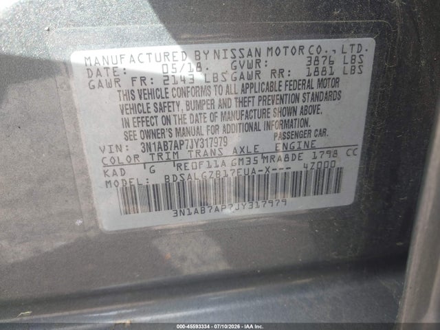 Nissan SENTRA SL 2018 3N1AB7AP7JY317979 Image 9