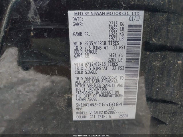 Nissan Pathfinder Sv 2017 5N1DR2MN2HC656084 Image 9
