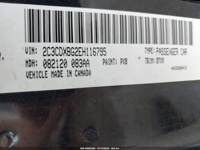 2014 Dodge Charger Se მანქანა იყიდება აუქციონზე, vin: 2C3CDXBG2EH116795, აუქციონის ნომერი: 45593394