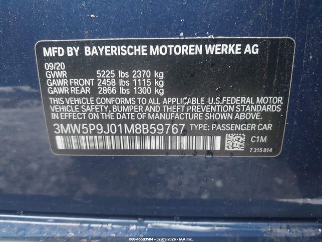 Продаж на аукціоні авто 2021 Bmw 330e Xdrive, vin: 3MW5P9J01M8B59767, номер лоту: 45593504