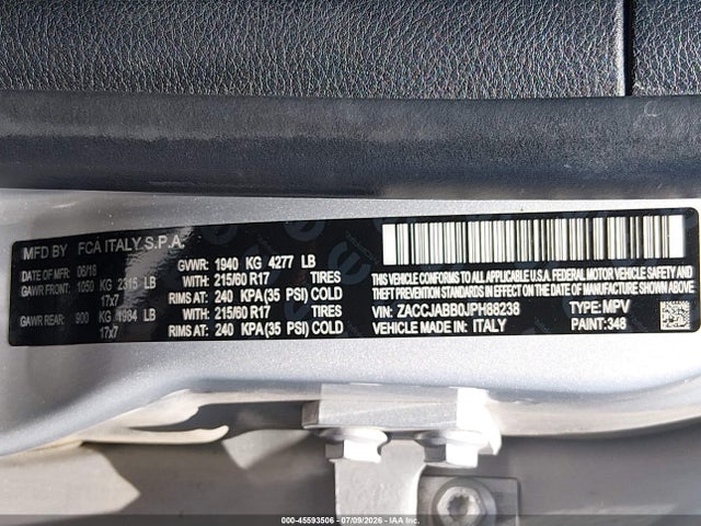 ZACCJABB0JPH88238 Jeep Renegade Latitude Fwd
