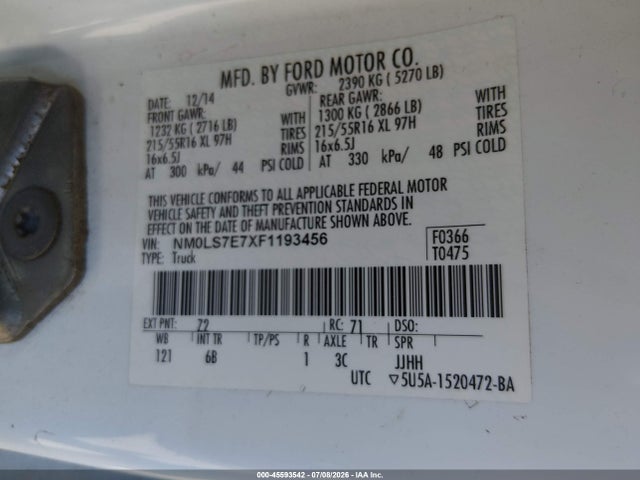 Ford Transit Connect Xl 2015 NM0LS7E7XF1193456 Image 9