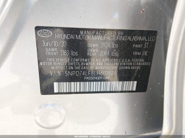 Hyundai ELANTRA SE 2020 5NPD74LF8LH602978 Image 9