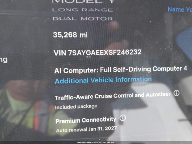 Продажа на аукционе авто 2025 Tesla Model Y Long Range Dual Motor All-wheel Drive, vin: 7SAYGAEEXSF246232, номер лота: 45593686