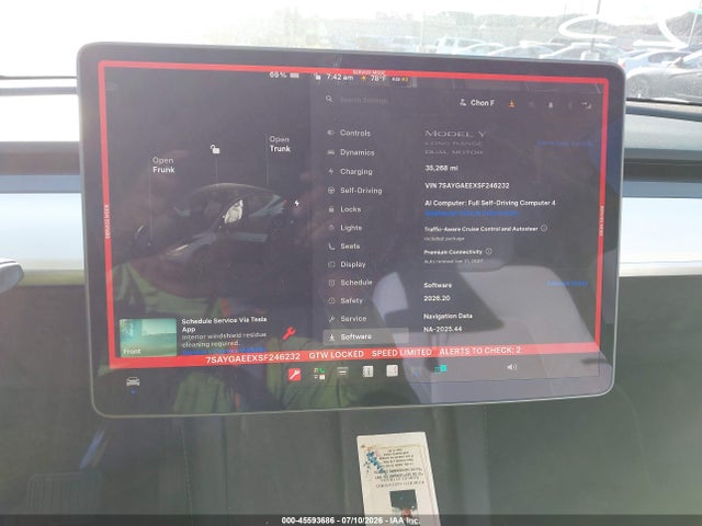 Продажа на аукционе авто 2025 Tesla Model Y Long Range Dual Motor All-wheel Drive, vin: 7SAYGAEEXSF246232, номер лота: 45593686
