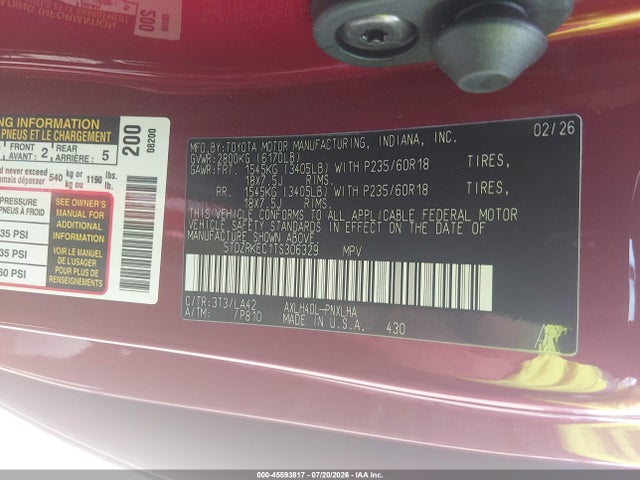 Toyota Sienna Limited 2026 5TDZRKEC1TS306329 Image 9