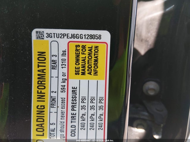 45593847 :رقم المزاد ، 3GTU2PEJ6GG128058 vin ، 2016 Gmc Sierra 1500 Denali مزاد بيع