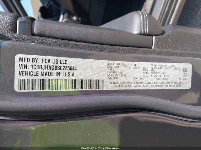 Aukcja sprzedaży 2025 Jeep Grand Cherokee Laredo X 4x4, vin: 1C4RJHAG8SC285644, numer aukcji: 45593872