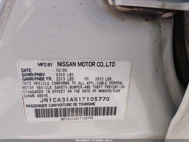 Aukcja sprzedaży 2001 Nissan Maxima Se, vin: JN1CA31A51T105770, numer aukcji: 45593914