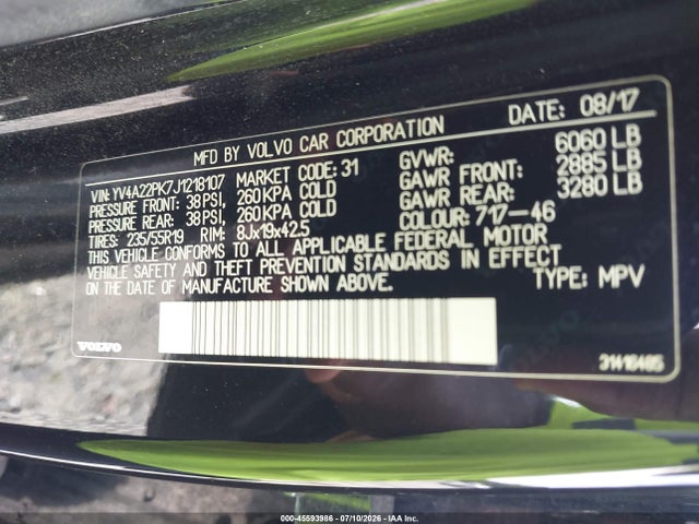Aukcja sprzedaży 2018 Volvo Xc90 T6 Momentum, vin: YV4A22PK7J1218107, numer aukcji: 45593986