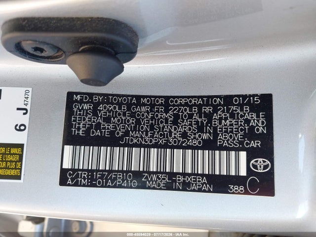 Продаж на аукціоні авто 2015 Toyota Prius Plug-in, vin: JTDKN3DPXF3072480, номер лоту: 45594029