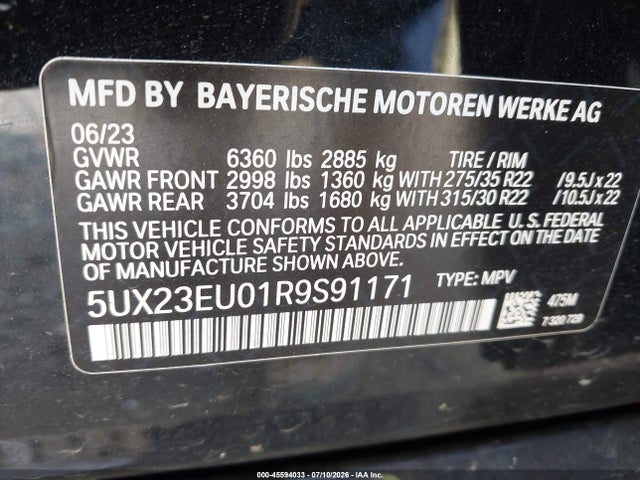 Продажа на аукционе авто 2024 Bmw X5 Xdrive40i, vin: 5UX23EU01R9S91171, номер лота: 45594033