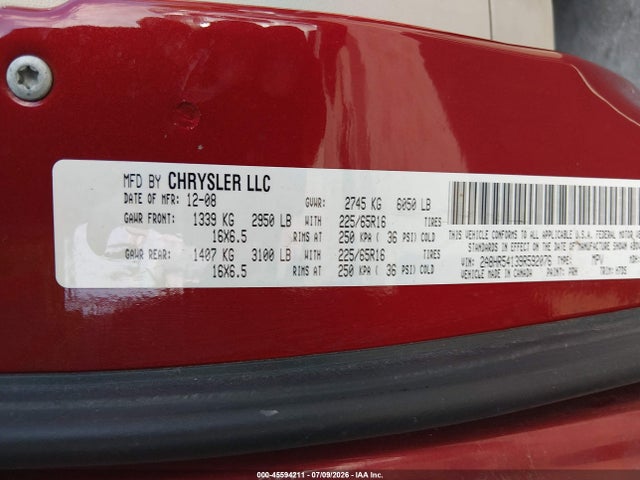 Продаж на аукціоні авто 2009 Chrysler Town & Country Touring, vin: 2A8HR54139R592076, номер лоту: 45594211