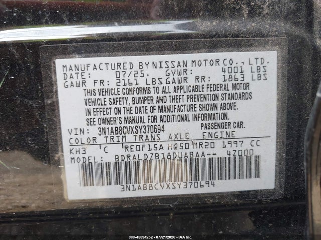 Nissan SENTRA SV 2025 3N1AB8CVXSY370694 Image 9