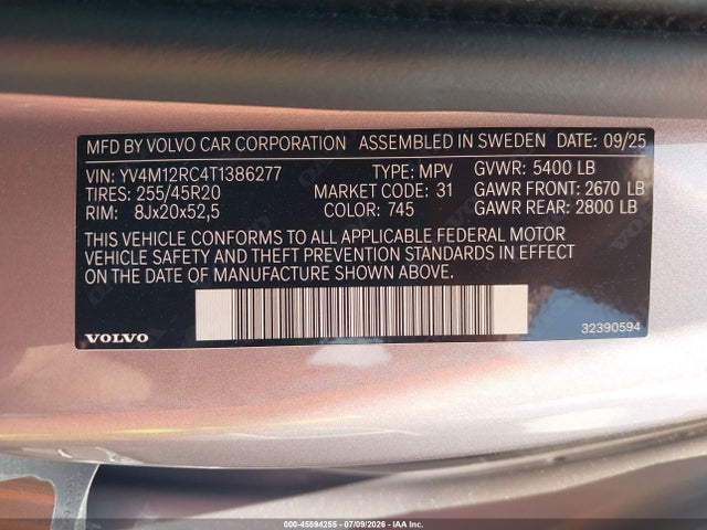Volvo Xc60 B5 Plus 2026 YV4M12RC4T1386277 Image 9