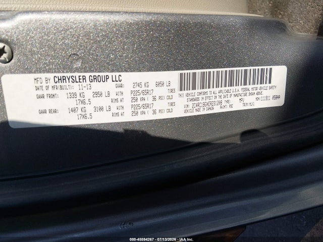 2014 Chrysler Town & Country Touring მანქანა იყიდება აუქციონზე, vin: 2C4RC1BGXER231208, აუქციონის ნომერი: 45594267