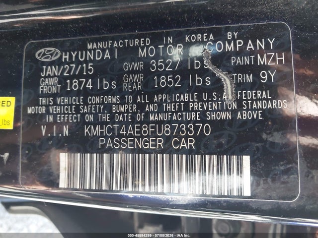Hyundai ACCENT GLS 2015 KMHCT4AE8FU873370 Image 9