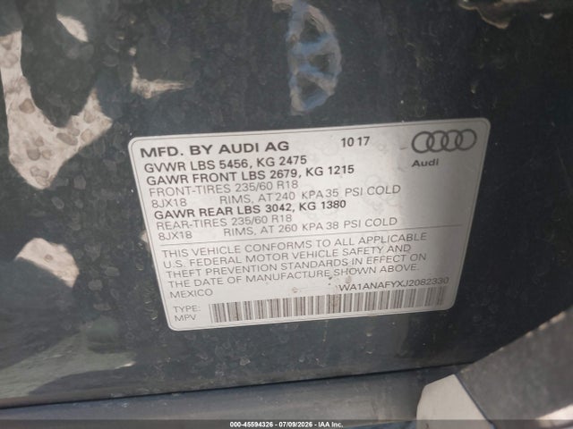 Audi Q5 2018 WA1ANAFYXJ2082330 Image 9