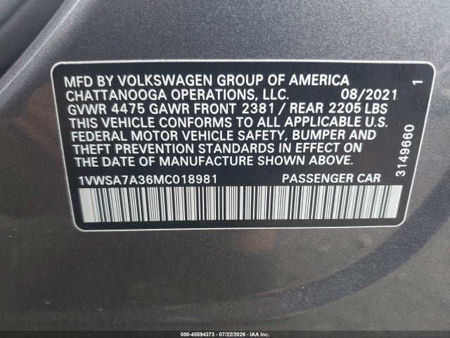 1VWSA7A36MC018981 Volkswagen Passat 2.0t Se