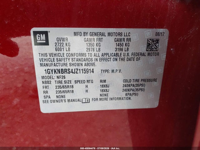Продажа на аукционе авто 2018 Cadillac Xt5 Standard, vin: 1GYKNBRS4JZ115914, номер лота: 45594476