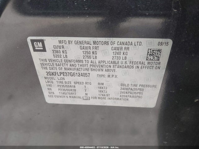 GMC Terrain Slt 2016 2GKFLPE37G6124057 Image 9