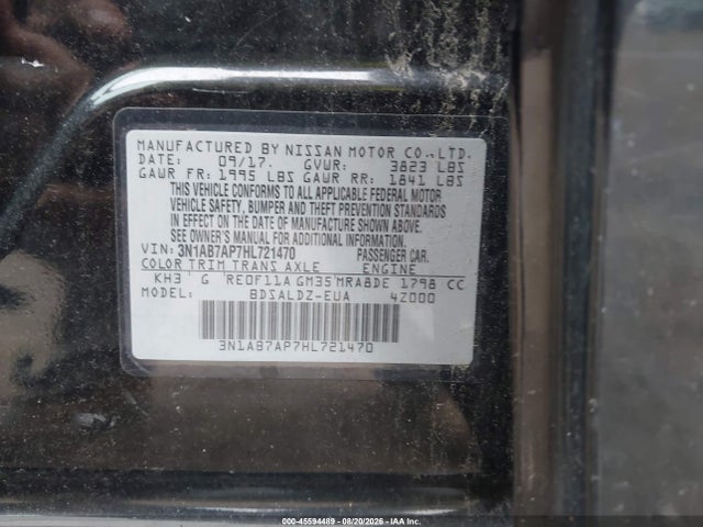 45594489 :رقم المزاد ، 3N1AB7AP7HL721470 vin ، 2017 Nissan Sentra Sv مزاد بيع