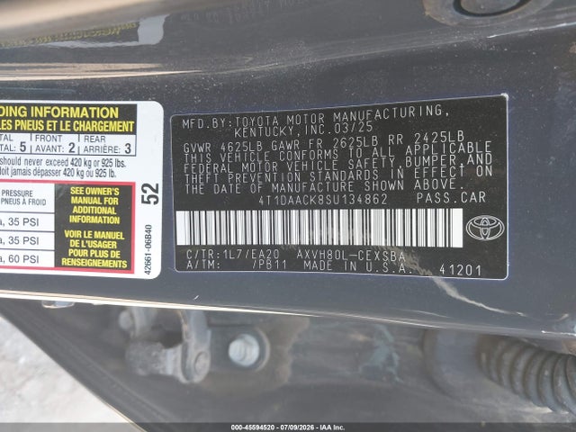 Toyota CAMRY SE 2025 4T1DAACK8SU134862 Image 9