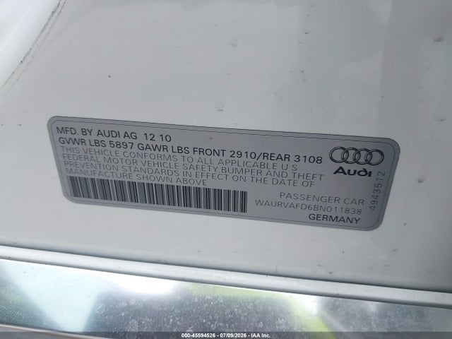 Aukcja sprzedaży 2011 Audi A8 L 4.2, vin: WAURVAFD6BN011838, numer aukcji: 45594526