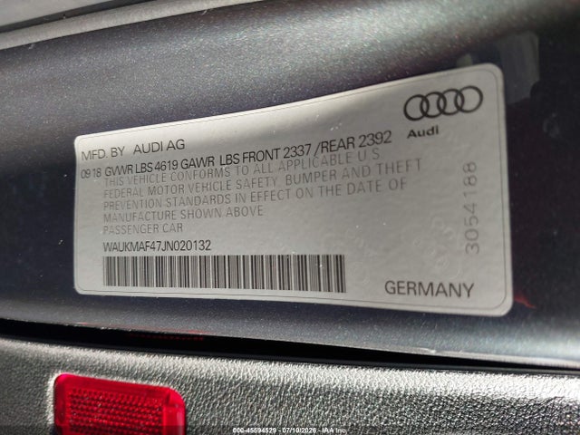 Продаж на аукціоні авто 2018 Audi A4 2.0t Tech Ultra Premium/2.0t Ultra Premium, vin: WAUKMAF47JN020132, номер лоту: 45594529