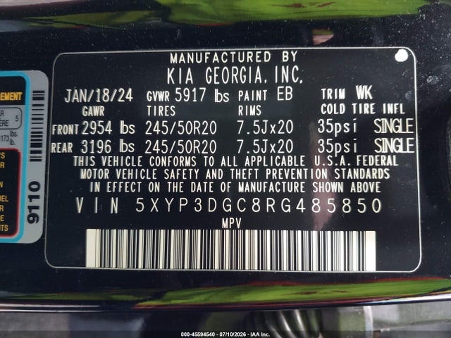 KIA Telluride Ex 2024 5XYP3DGC8RG485850 Image 9