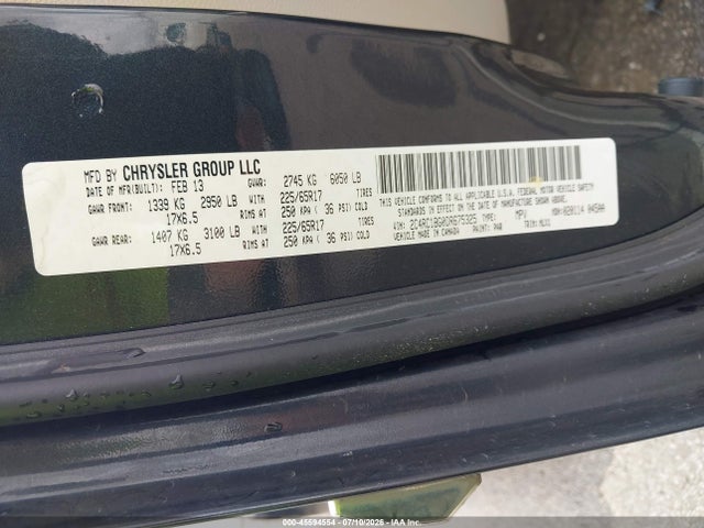 2013 Chrysler Town & Country Touring მანქანა იყიდება აუქციონზე, vin: 2C4RC1BG0DR675325, აუქციონის ნომერი: 45594554